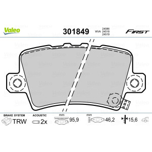 VALEO 301849 Brake Pad Set Rear for