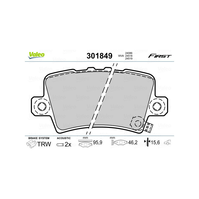 VALEO 301849 Bremsbeläge Hinten für