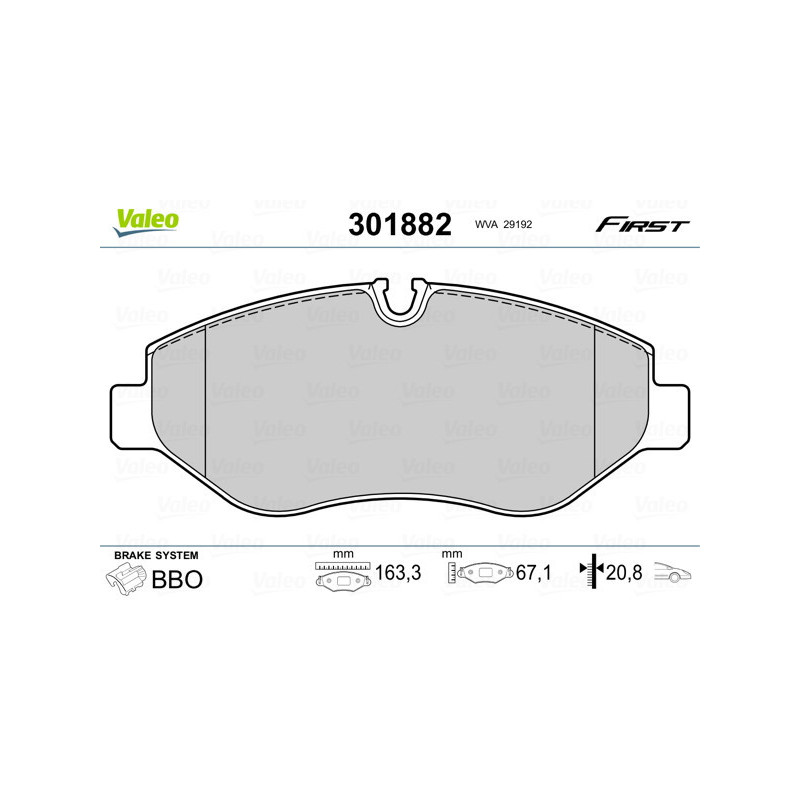 VALEO 301882 Brzdové destičky Přední pro