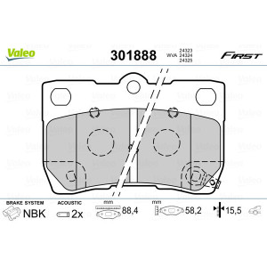 VALEO 301888 Brzdové platničky Zadné pre
