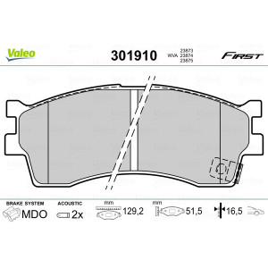 VALEO 301910 Brzdové destičky Přední pro