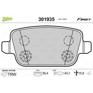VALEO 301935 Brzdové platničky Zadné pre