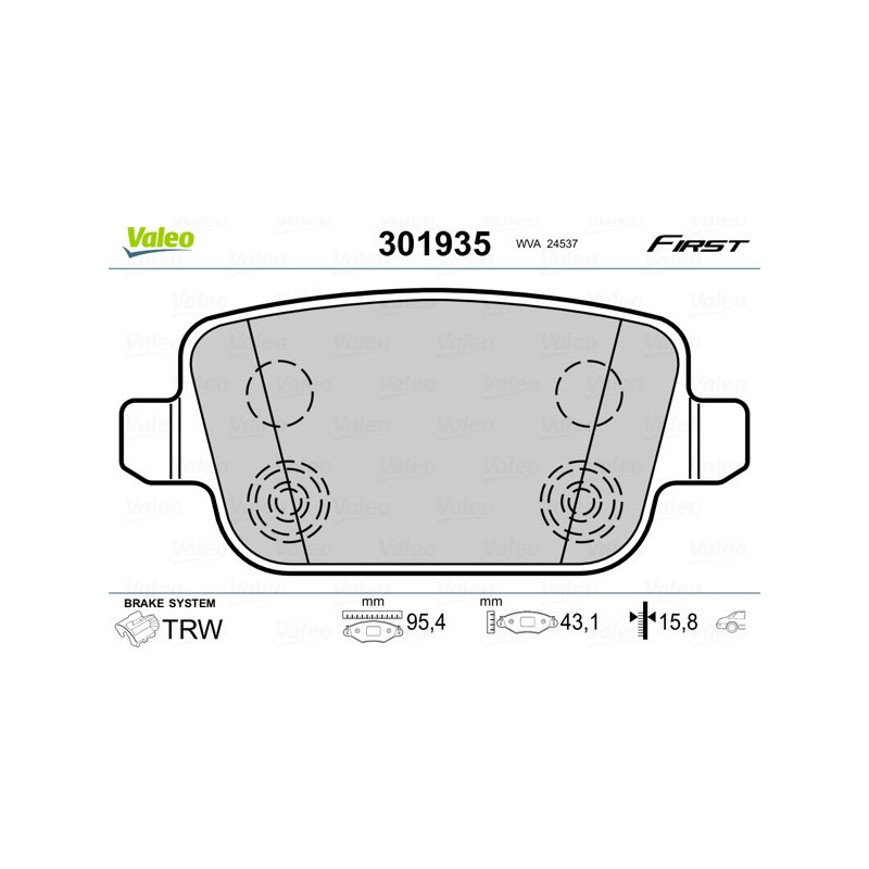 VALEO 301935 Brake Pads Set Rear for