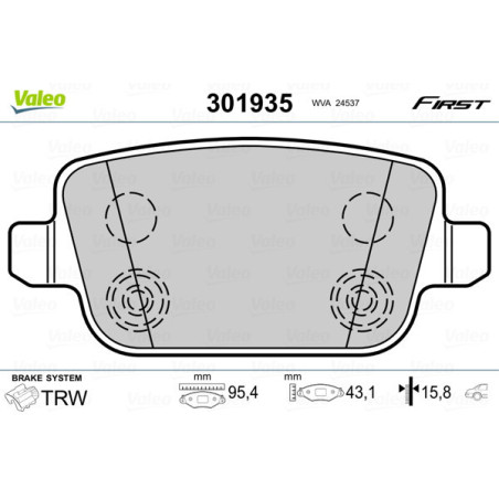 VALEO 301935 Klocki hamulcowe Tył dla