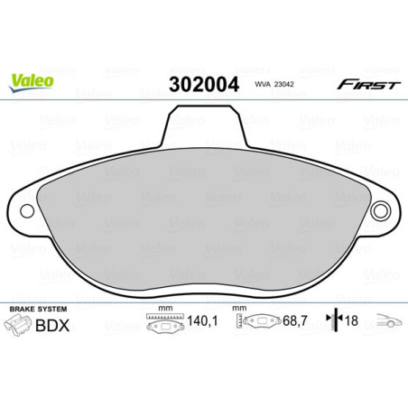 VALEO 302004 Pastillas de freno Delantero para