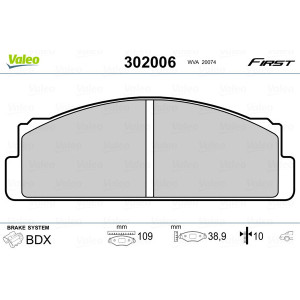 VALEO 302006 Pastiglie freno Posteriore per