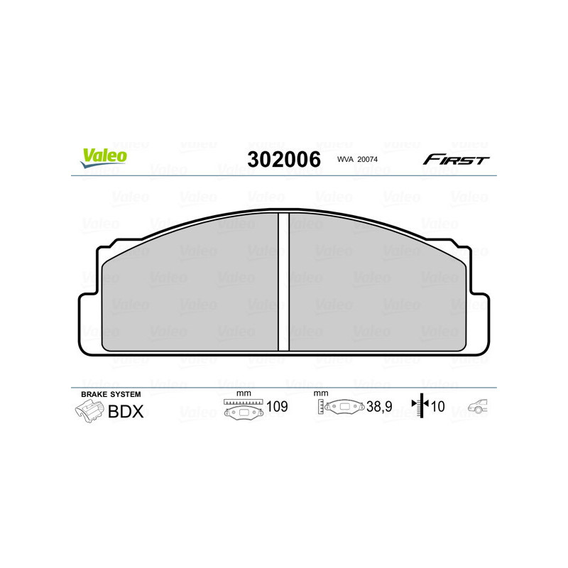 VALEO 302006 Klocki hamulcowe Tył dla