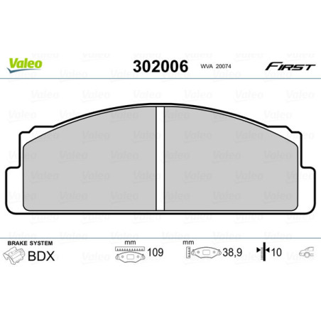 VALEO 302006 Klocki hamulcowe Tył dla