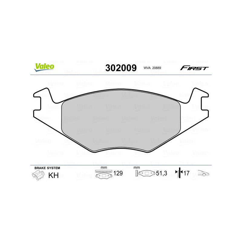 VALEO 302009 Brzdové destičky Přední pro