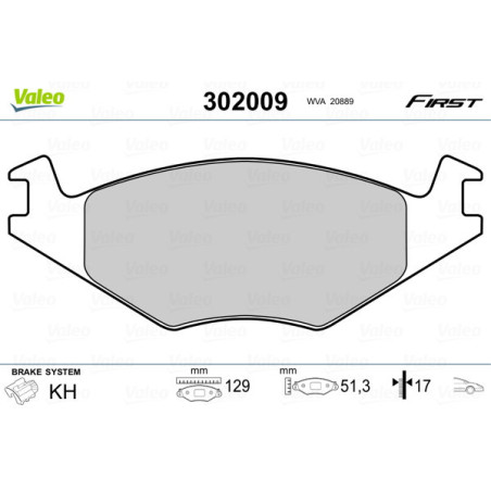 VALEO 302009 Plaquettes de frein Avant pour