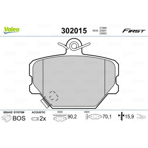 VALEO 302015 Brzdové platničky Predné pre