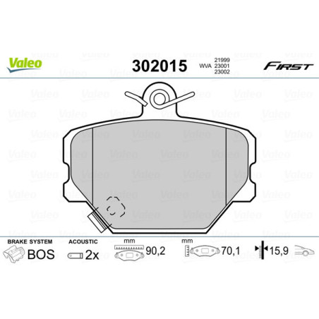 VALEO 302015 Pastiglie freno Anteriore per