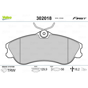 VALEO 302018 Brzdové platničky Predné pre