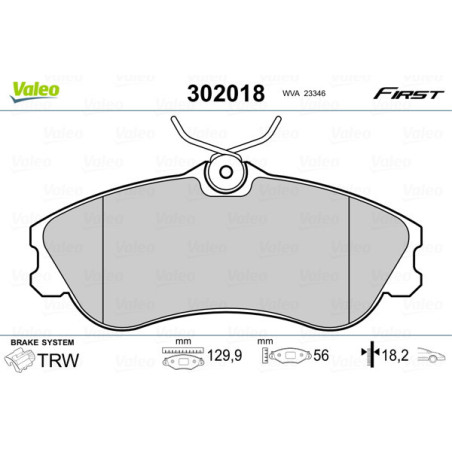 VALEO 302018 Brzdové platničky Predné pre