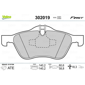 VALEO 302019 Brzdové platničky Predné pre