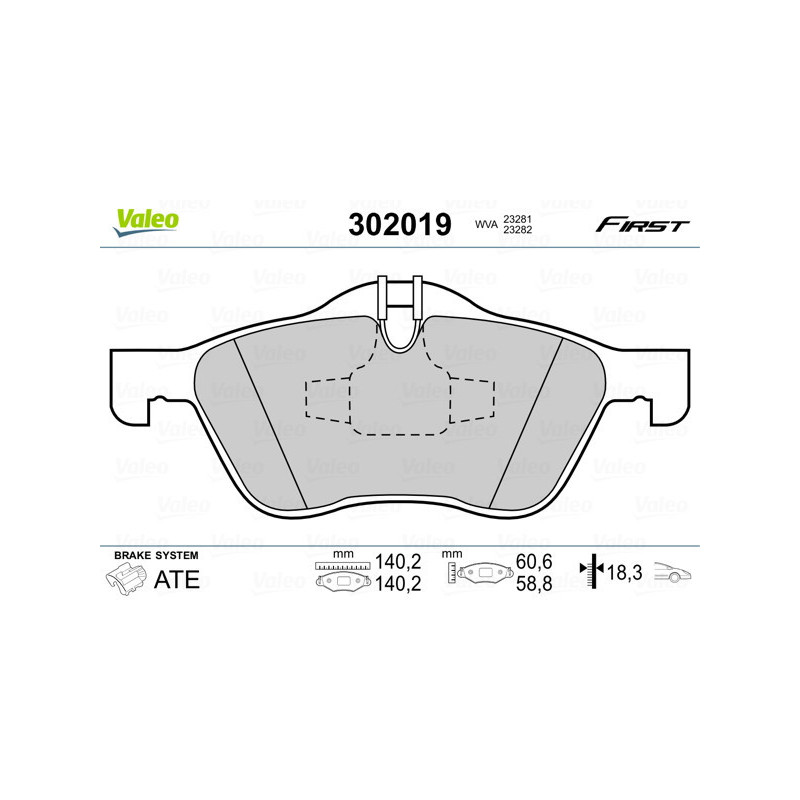 VALEO 302019 Pastillas de freno Delantero para