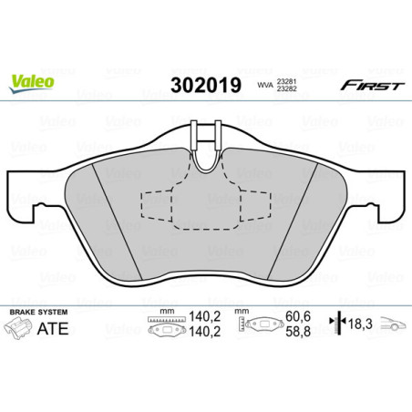 VALEO 302019 Plaquettes de frein Avant pour