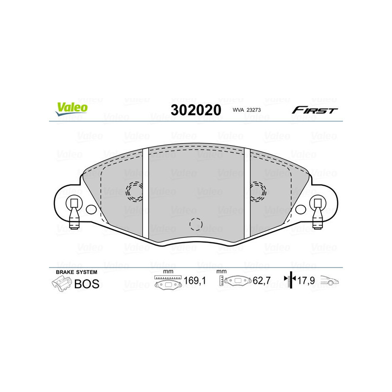 VALEO 302020 Brake Pad Set Front for