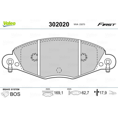 VALEO 302020 Pastillas de freno Delantero para