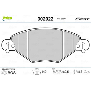 VALEO 302022 Pastillas de freno Delantero para