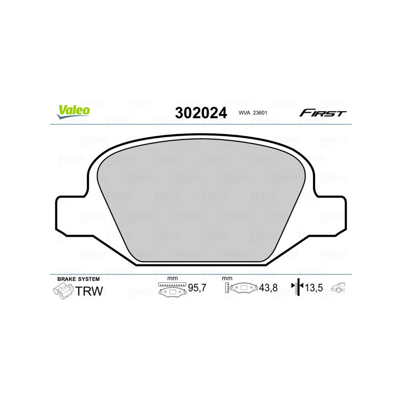 VALEO 302024 Pastiglie freno Posteriore per