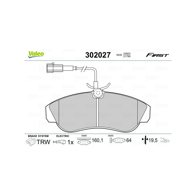 VALEO 302027 Brzdové destičky Přední pro