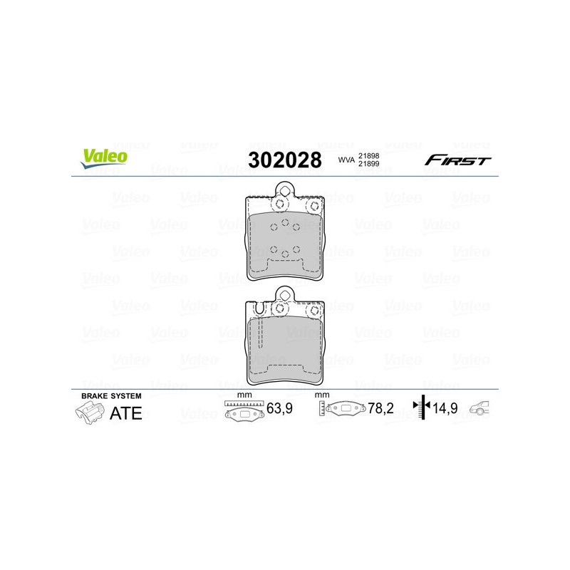 VALEO 302028 Klocki hamulcowe Tył dla
