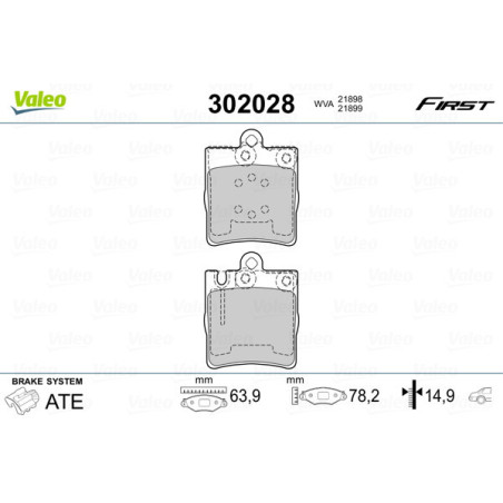 VALEO 302028 Plaquettes de frein Arrière pour