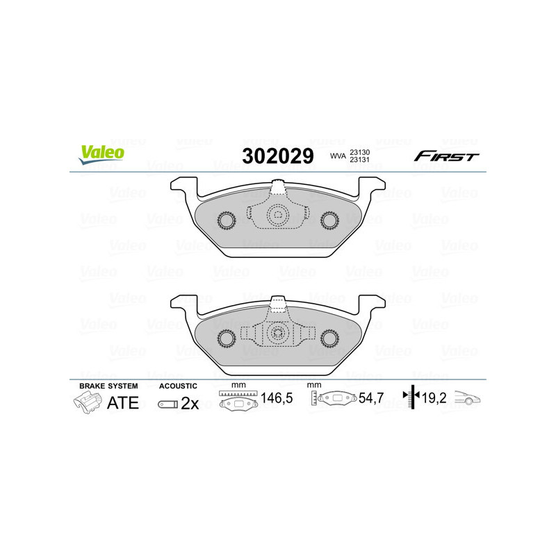 VALEO 302029 Pastiglie freno Anteriore per