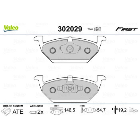 VALEO 302029 Pastiglie freno Anteriore per