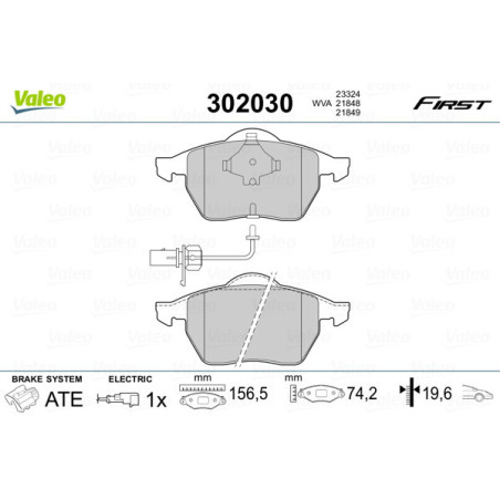 VALEO 302030 Bremsbeläge Vorne für