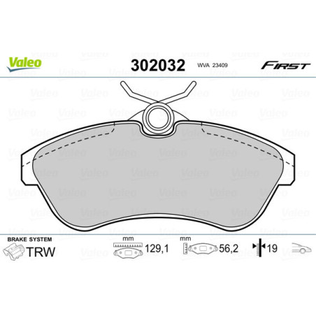 VALEO 302032 Brzdové platničky Predné pre