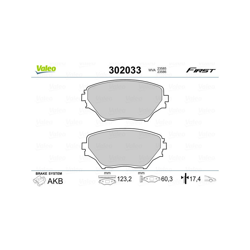 VALEO 302033 Klocki hamulcowe Przód dla