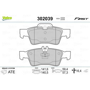 VALEO 302039 Pastillas de freno Trasero para