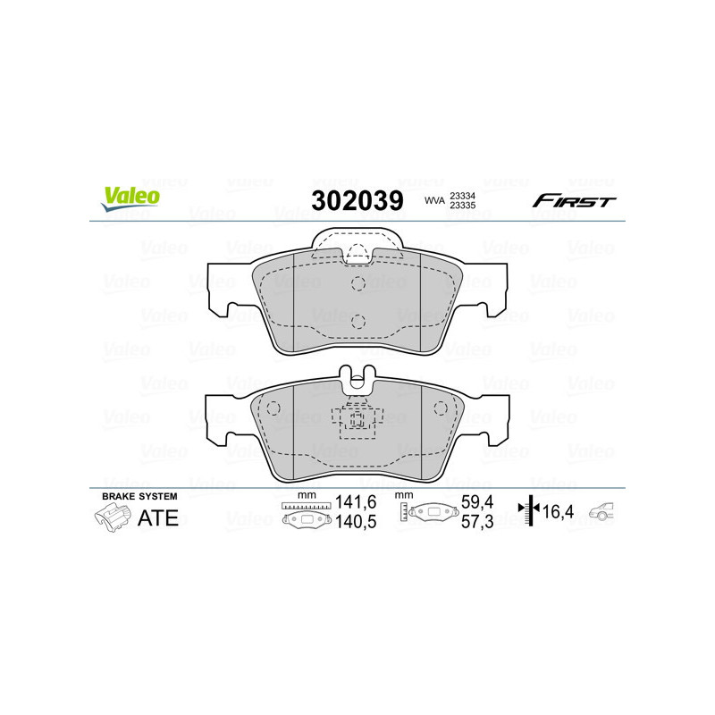 VALEO 302039 Klocki hamulcowe Tył dla
