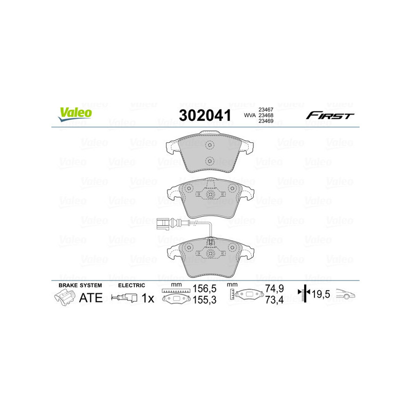 VALEO 302041 Bremsbeläge Vorne für