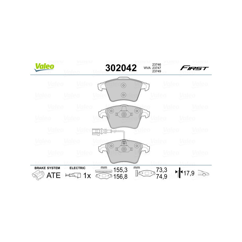 VALEO 302042 Klocki hamulcowe Przód dla
