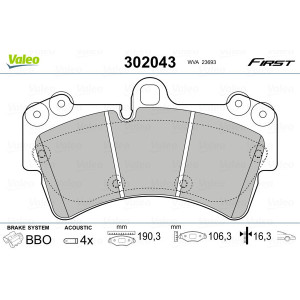 VALEO 302043 Pastillas de freno Delantero para