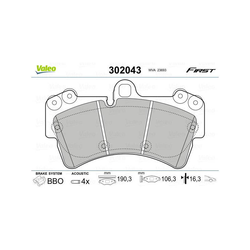 VALEO 302043 Pastillas de freno Delantero para