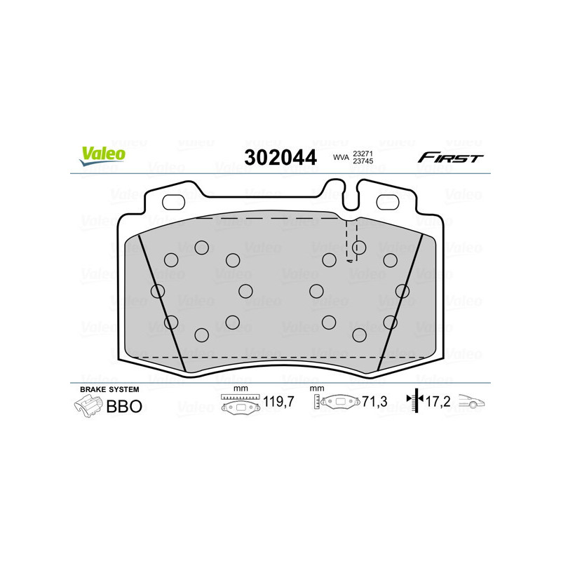 VALEO 302044 Plaquettes de frein Avant pour