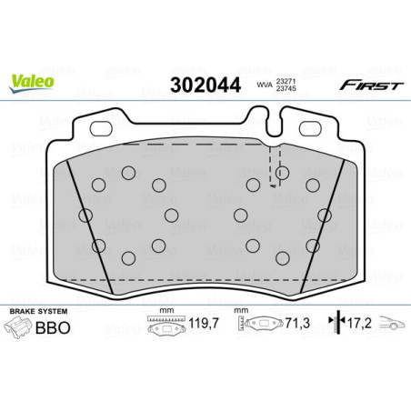 VALEO 302044 Klocki hamulcowe Przód dla