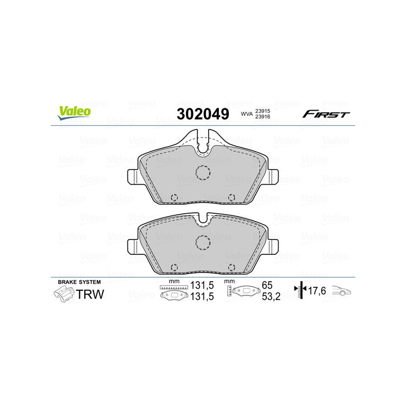 VALEO 302049 Bremsbeläge Vorne für