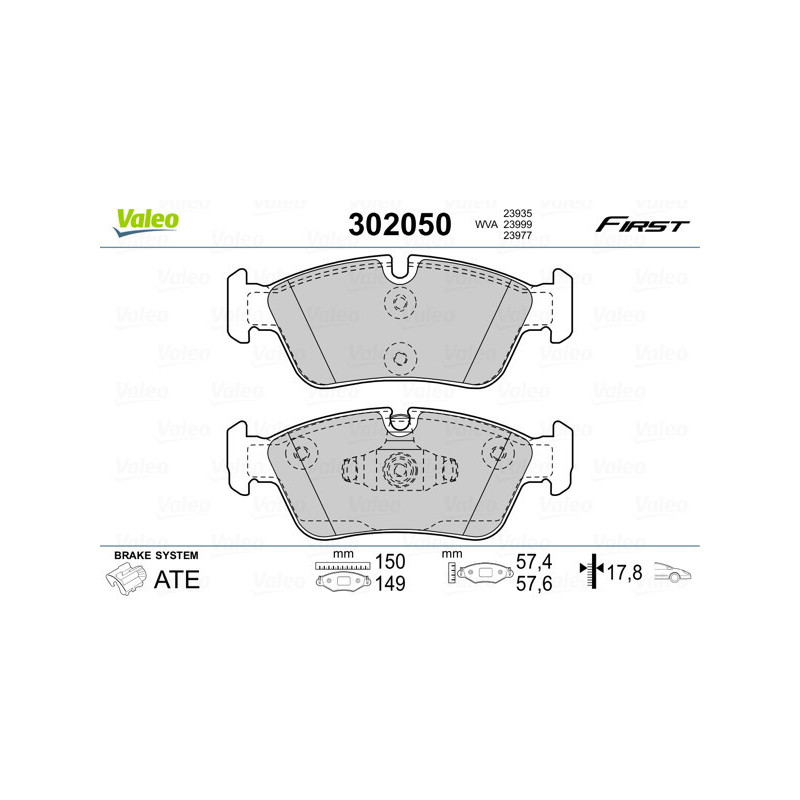 VALEO 302050 Pastillas de freno Delantero para