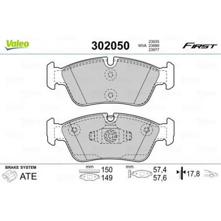 VALEO 302050 Klocki hamulcowe Przód dla