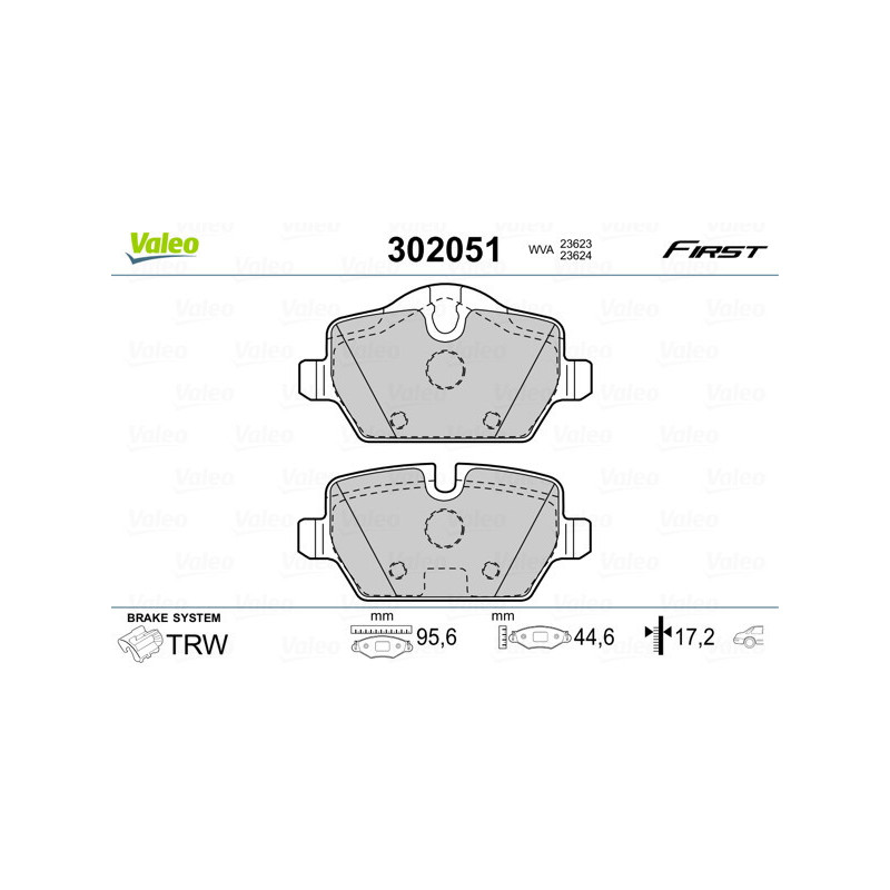 VALEO 302051 Pastiglie freno Posteriore per