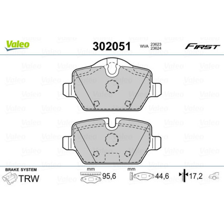 VALEO 302051 Brzdové platničky Zadné pre