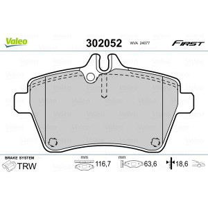 VALEO 302052 Brzdové platničky Predné pre