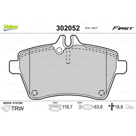 VALEO 302052 Brzdové destičky Přední pro