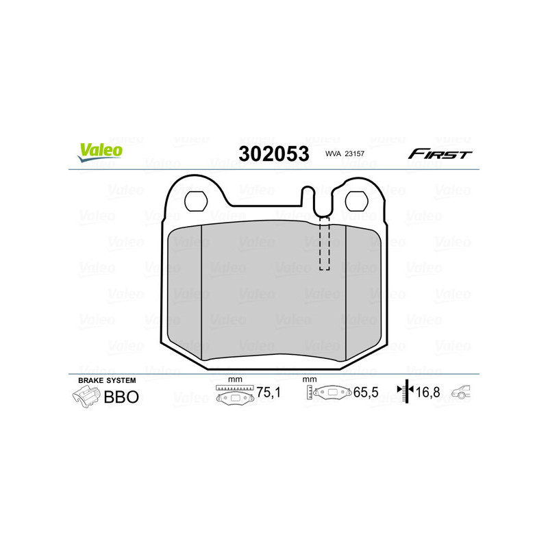 VALEO 302053 Brzdové destičky Zadní pro