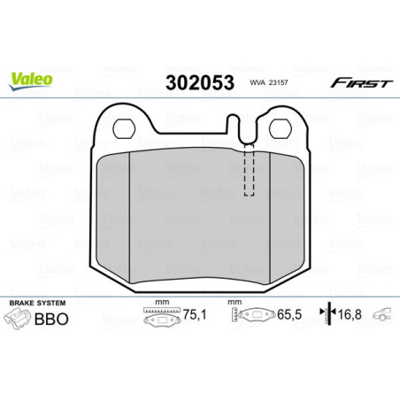 VALEO 302053 Klocki hamulcowe Tył dla